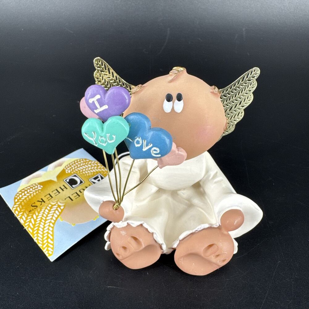 Vintage Angel Cheeks Figurine W/ I Love You Heart Balloons Russ Kirk’s Kritters